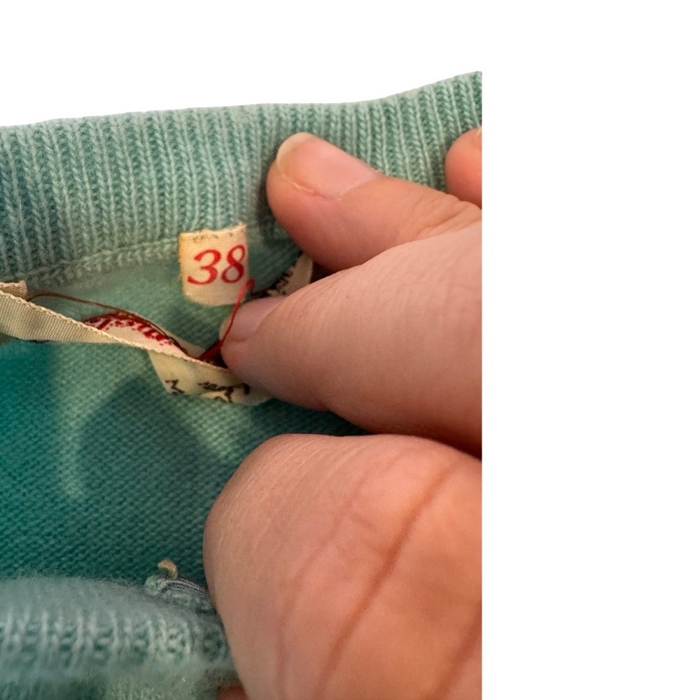 Gladstone of Hawick Vintage 100% Cashmere Cardigan Seafoam Green Scotland 38 - Picture 5 of 8